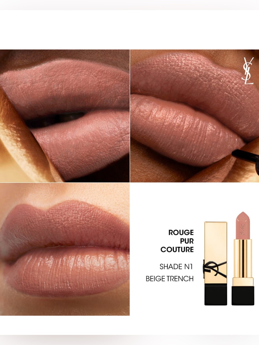 Yves Saint Laurent Rouge Pur Couture Lipstick - N1 Beige Trench Travel 1.3g - Picture 3 of 5